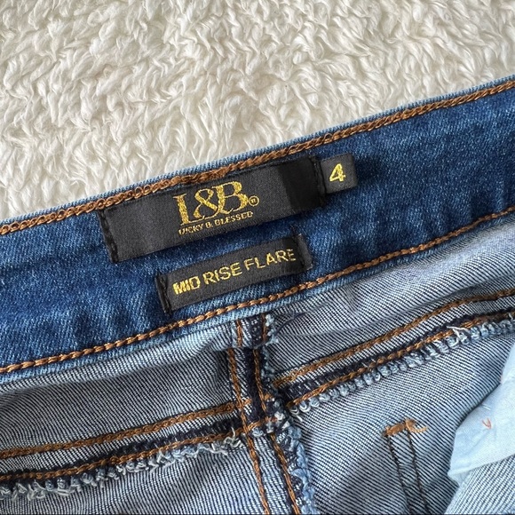 Lucky & Blessed Hitchhiker Mid Rise Flare Jeans 33.5” Inseam - Picture 3 of 10